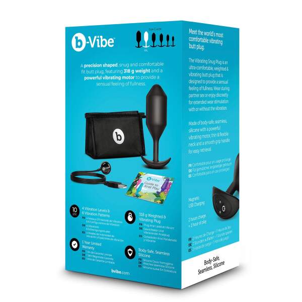 b-Vibe - Snug Plug 5 - Verzwaarde Butt Plug - Vibrerend - Siliconen - Zwart - Afbeelding 6