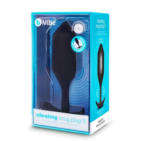 b-Vibe - Snug Plug 5 - Verzwaarde Butt Plug - Vibrerend - Siliconen - Zwart - Afbeelding 7