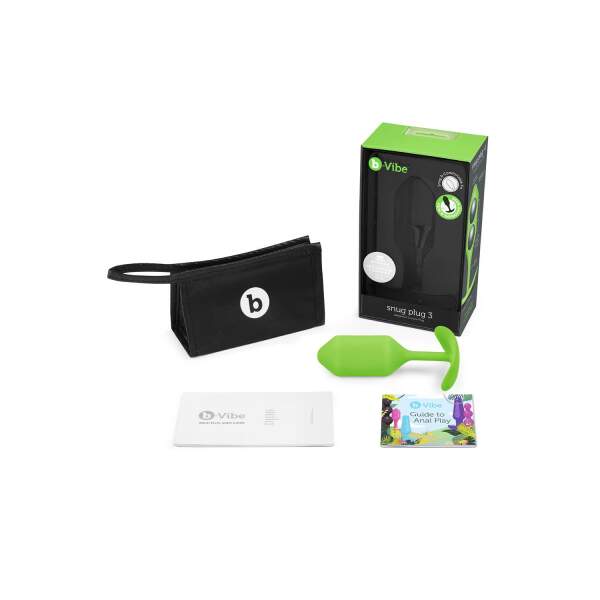 b-Vibe - Snug Plug 3 - Verzwaarde Butt Plug - Siliconen - Groen - Afbeelding 6