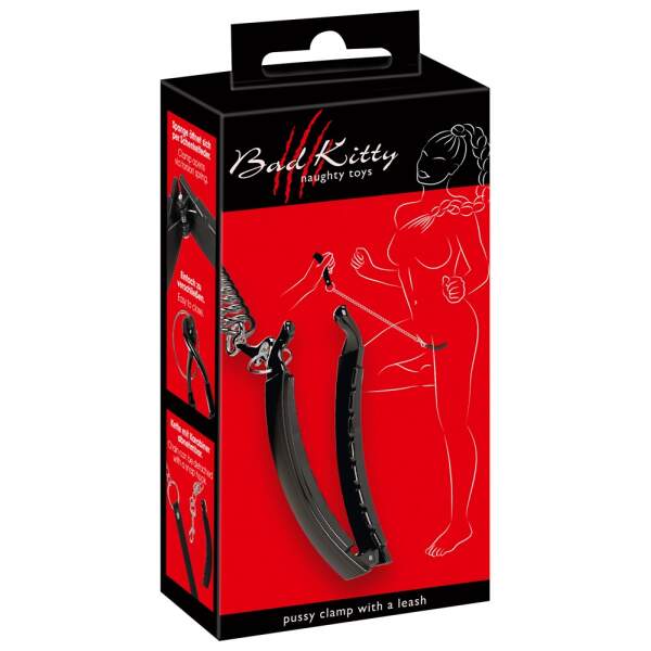 Bad Kitty - Pussy Klem met Leash - Schaamlippenklem met Leiband