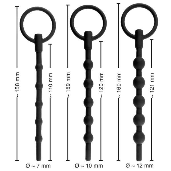 Training Set - Penis Pluggen - 3 Dilatoren - Siliconen - Zwart - Afbeelding 5
