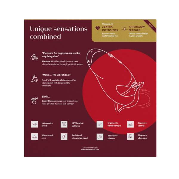 Womanizer - Duo 2 - Clitoris Stimulator - G-Spot Vibrator - Luchtdruk - Vibraties - Rood - Afbeelding 11