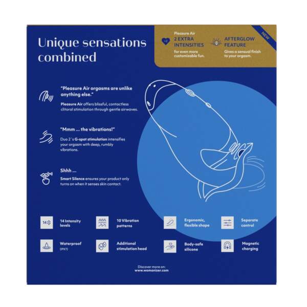 Womanizer - Duo 2 - Clitoris Stimulator - G-Spot Vibrator - Luchtdruk - Vibraties - Blauw - Afbeelding 9