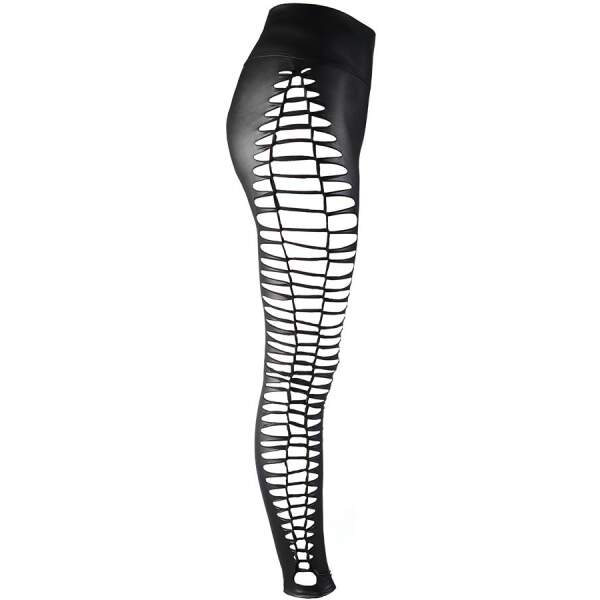Axami - Legging - Opengewerkte Zijkanten - Wetlook - Zwart - Afbeelding 4