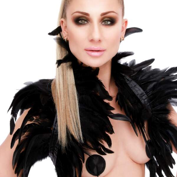Kinky Diva - Feather Collar - Unisex  - Stola - Veren - Zwart