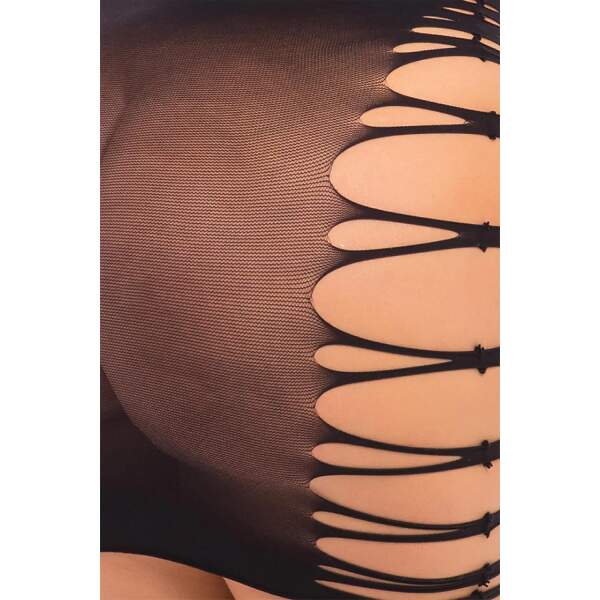Pink Lipstick - Bodystocking Jurkje - Hi-Neck - Tot 3XL - Zwart - Afbeelding 4
