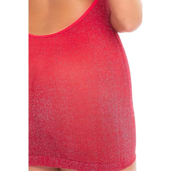 Pink Lipstick - Plunge Halter Dress - One Size - Rood - Afbeelding 3