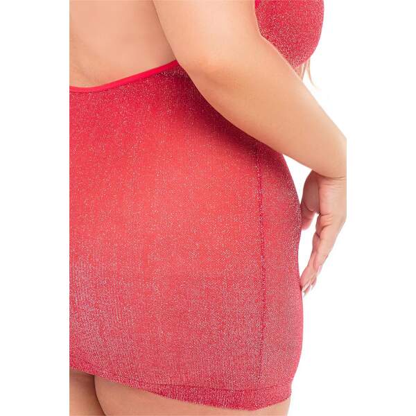 Pink Lipstick - Plunge Halter Dress - Plus Size - Rood - Afbeelding 4