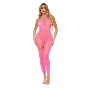 Pink Lipstick - Bodystocking - Visnet - Roze