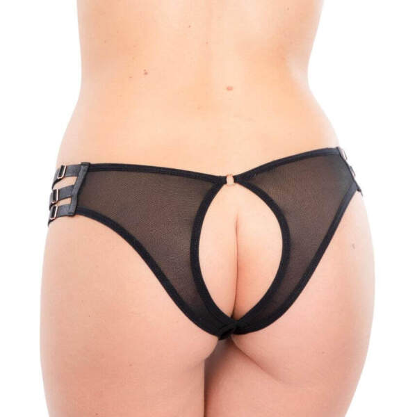 Kinky Diva - Peekaboo - Brief - Verstelbaar - Satin Straps - Gaas - Zwart - Afbeelding 3
