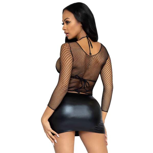 Leg Avenue - Top Visnet - Lange Mouw - Zwart - Afbeelding 2