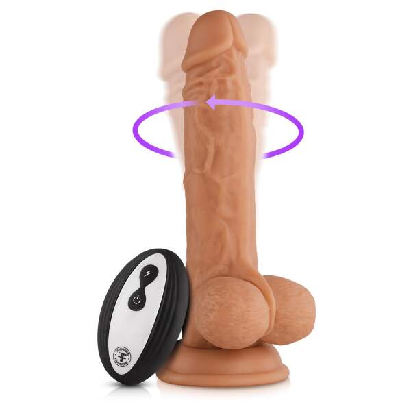 FemmeFun - Vortex - Cyber Dildo - Turbo Baller 2.0 - 360 graden Rotatie - 8 Vibratie Modi - Zuignap - Nude