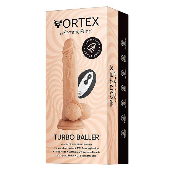 FemmeFun - Vortex - Cyber Dildo - Turbo Baller 2.0 - 360 graden Rotatie - 8 Vibratie Modi - Zuignap - Nude - Afbeelding 9