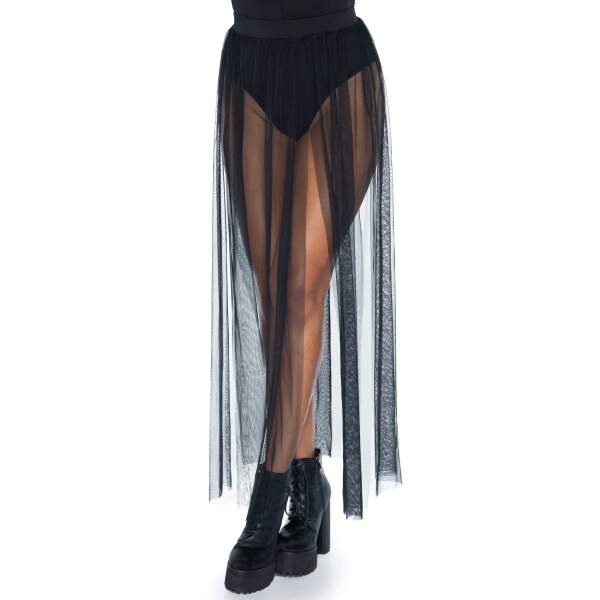 Maxi Skirt Gaas met Splitten Zwart - Leg Avenue - Afbeelding 2