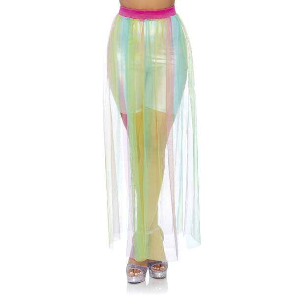 Leg Avenue - Maxi Rok Met Splitten - Gaas - Multicolor - Afbeelding 3
