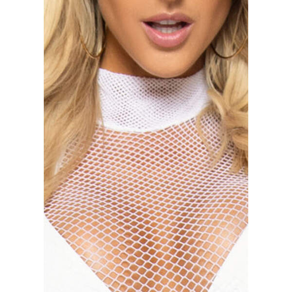 Leg Avenue - Jurk - Lange Mouw - Visnet - Wit - Afbeelding 3