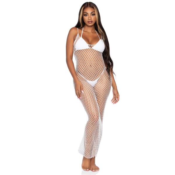 Leg Avenue - Maxi Visnet Jurk - Visnet - Wit