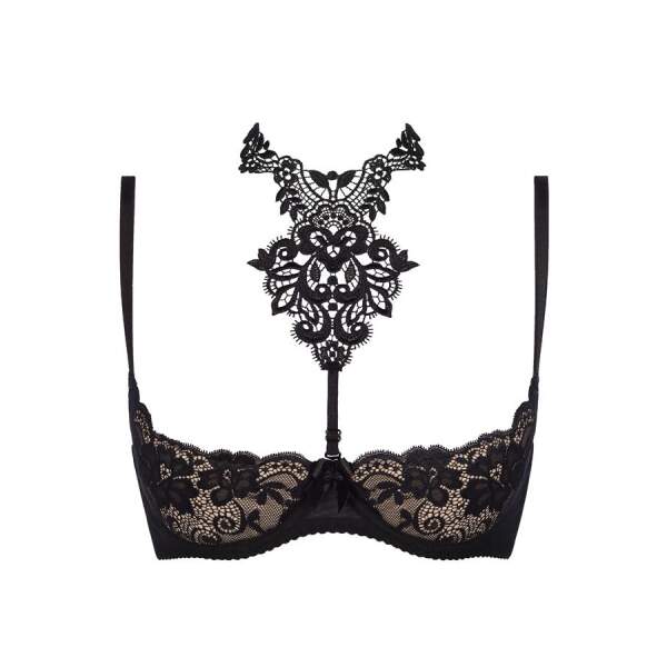 Axami - Provocative - Halve Cup BH - Choker - Kant - Zwart - Afbeelding 4
