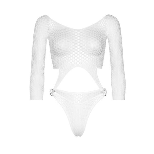 Leg Avenue - Suspender Bodysuit - Body - Visnet - Wit - Afbeelding 5