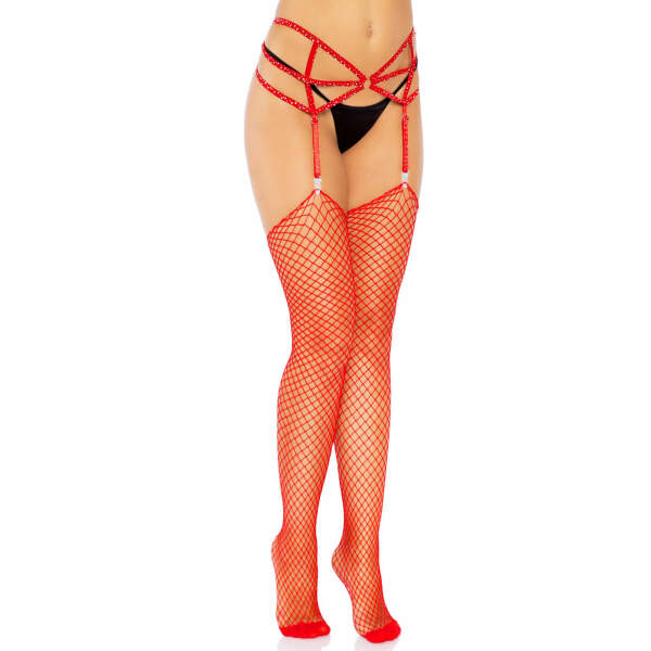 Leg Avenue - Visnet - Kousen - Industrial Net Stockings - Rood - Afbeelding 5