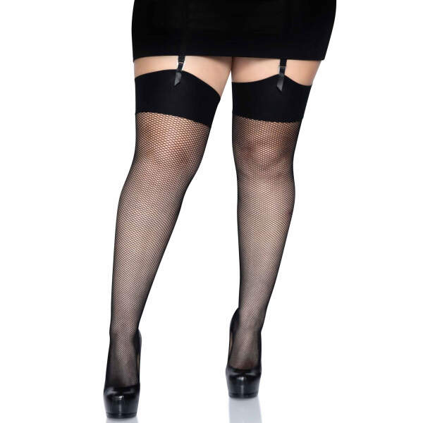 Leg Avenue - Visnet - Kousen - Met Brede Boord - Plus Size - Zwart - Afbeelding 2