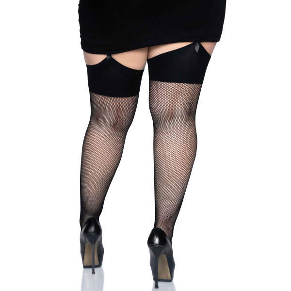 Leg Avenue - Visnet - Kousen - Met Brede Boord - Plus Size - Zwart - Afbeelding 3