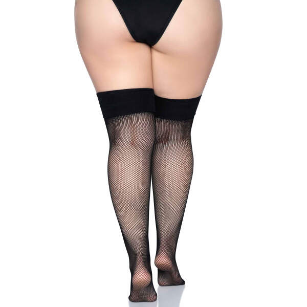 Leg Avenue - Visnet - Kousen - Met Brede Boord - Plus Size - Zwart - Afbeelding 5