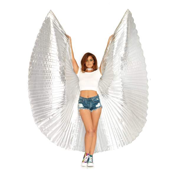 Leg Avenue - Wings Isis - 360 degree - Geplisseerd - Cape - Zilver