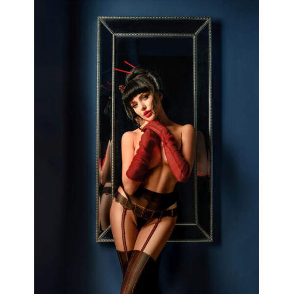 Black Secret - Open Kruis Panty BS136 - Rood - Zwart - Afbeelding 3