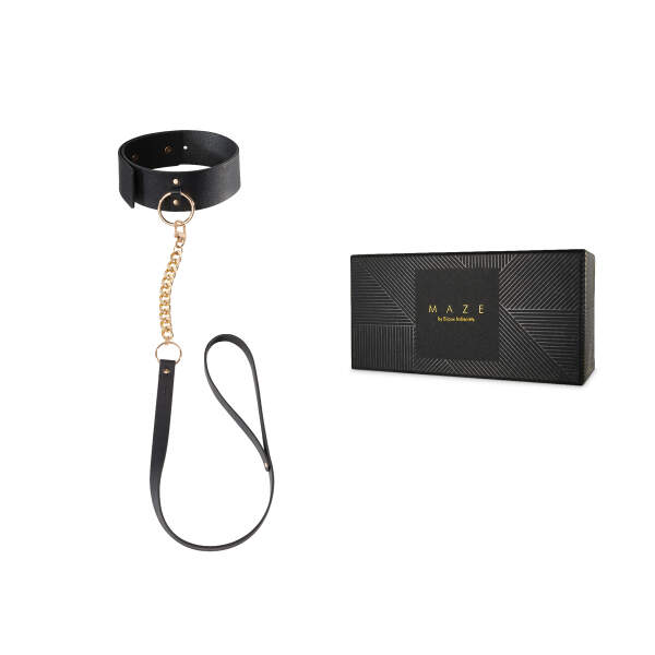 Bijoux Indiscrets - MAZE - Zwarte Choker met Riem - PU-leer - Zwart - Afbeelding 2