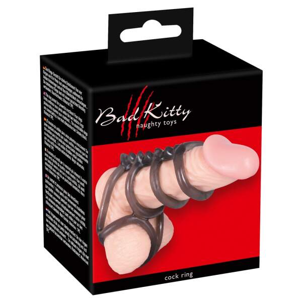 Bad Kitty - Cockring - Penis Harnas - Zwart - Afbeelding 4