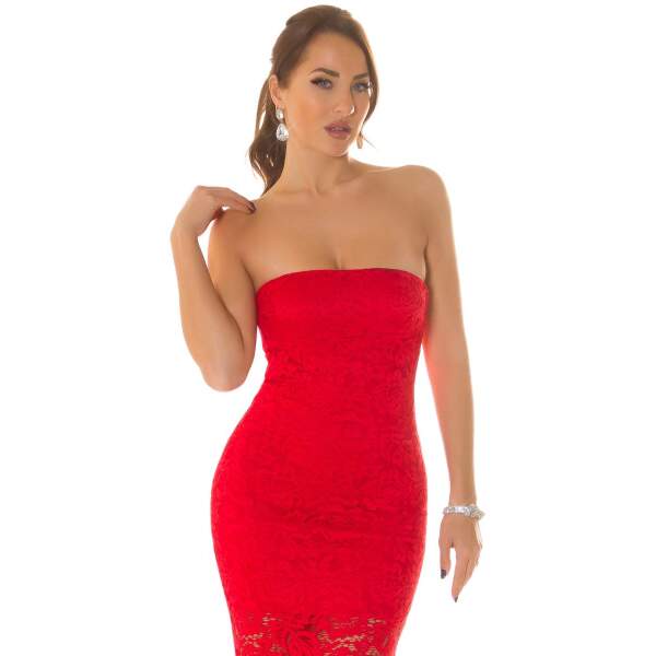 Koucla - Avond Jurk - Strapless - Kant - Rood - Afbeelding 2