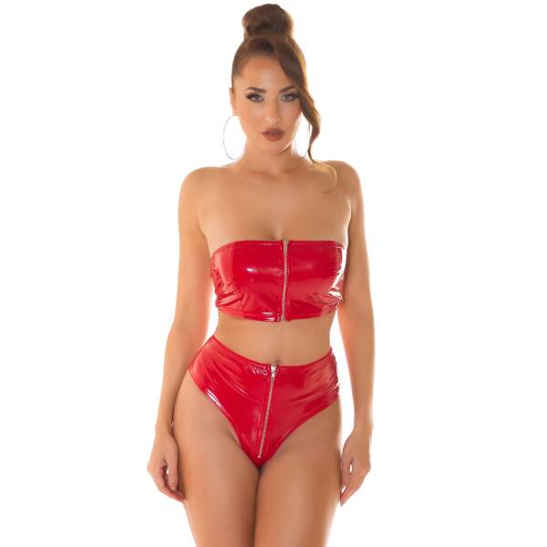 Koucla - Bandeau Top - Rits - Lak - Rood - Afbeelding 2