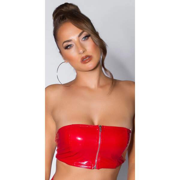 Koucla - Bandeau Top - Rits - Lak - Rood - Afbeelding 3