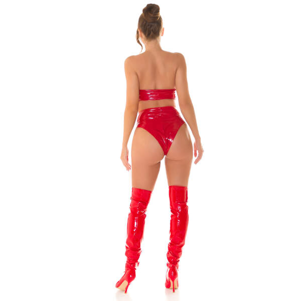 Koucla - Bandeau Top - Rits - Lak - Rood - Afbeelding 4