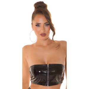 Koucla - Bandeau Top - Rits - Lak - Zwart