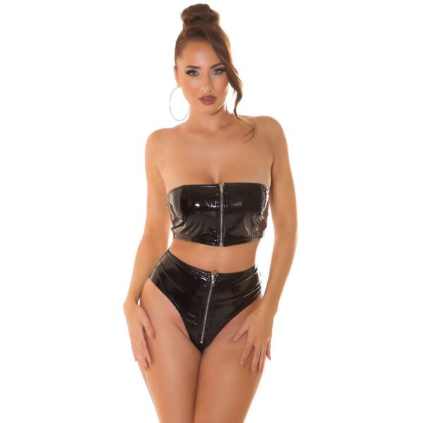 Koucla - Bandeau Top - Rits - Lak - Zwart - Afbeelding 5