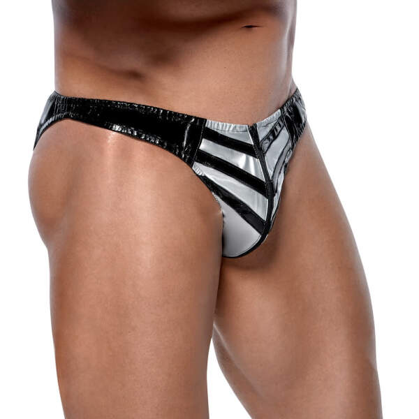 Black Level - Brief - met Rits - Lak - Zilver met Zwart - Afbeelding 3