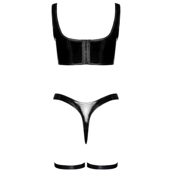 Black Level - Kinky Lak Set - Top - String Met Beenstraps - Lak - Zwart - Afbeelding 6