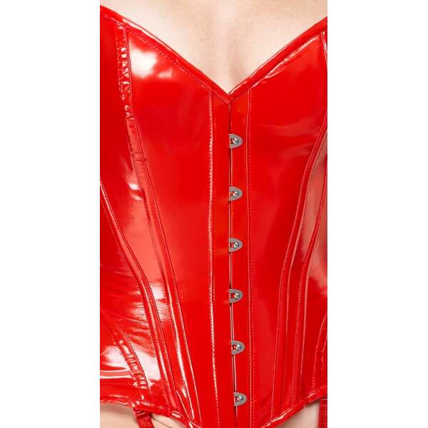 Black Level - Corset Venus - Jarretelles - Lak - Rood - Afbeelding 4