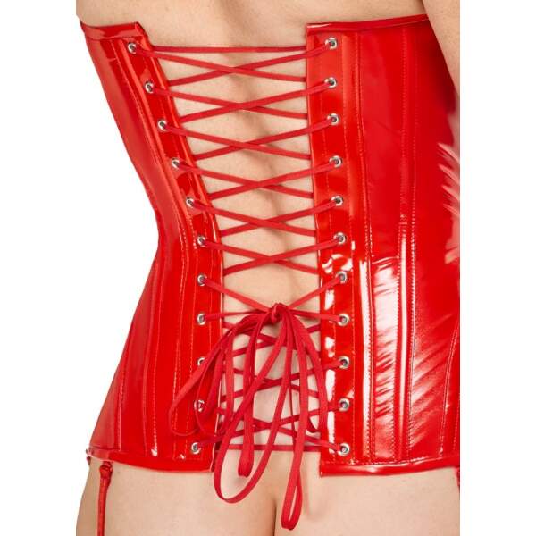 Black Level - Corset Venus - Jarretelles - Lak - Rood - Afbeelding 5