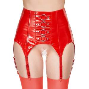 Black Level - Jarretel - Rits - Deco Ringen - Lak - Rood