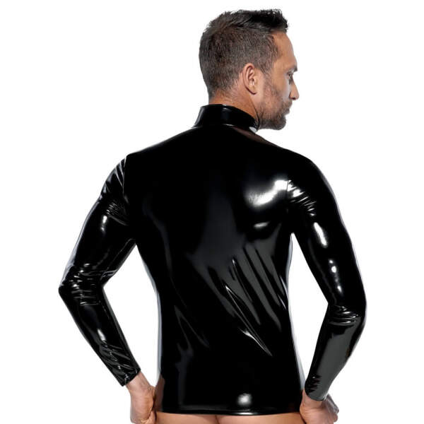 Black Level - Shirt - Lange Mouwen - Rits - Gaas Inzetten - Lak - Zwart - Afbeelding 3
