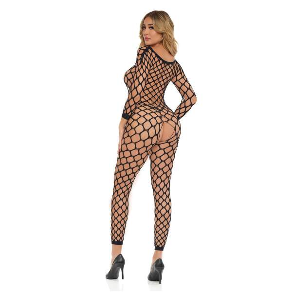 Pink Lipstick - Bodystocking - Open kruis - Lange Mouw - Voetloos - Afbeelding 2