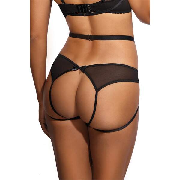 Axami - Love Cave - Open Kruis Slip - Kant  - Zwart - Afbeelding 2