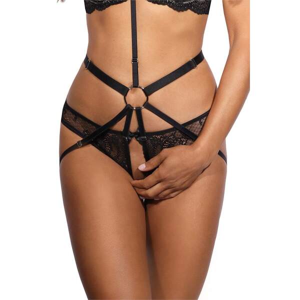 Axami - Love Cave - Open Kruis Slip - Kant  - Zwart