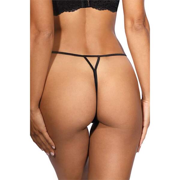 Axami - Love Cave - Open Kruis String - Kant  - Zwart - Afbeelding 2