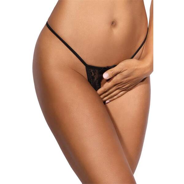 Axami - Love Cave - Open Kruis String - Kant  - Zwart
