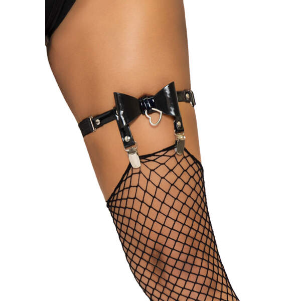 Leg Avenue - Kousenband - Strikjes - Lak - Zwart - Afbeelding 2