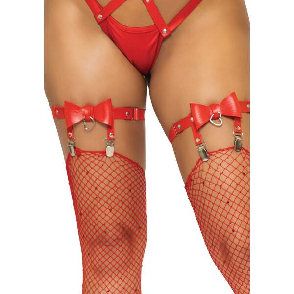 Leg Avenue - Kousenband - Strikjes - PU-Leer - Rood